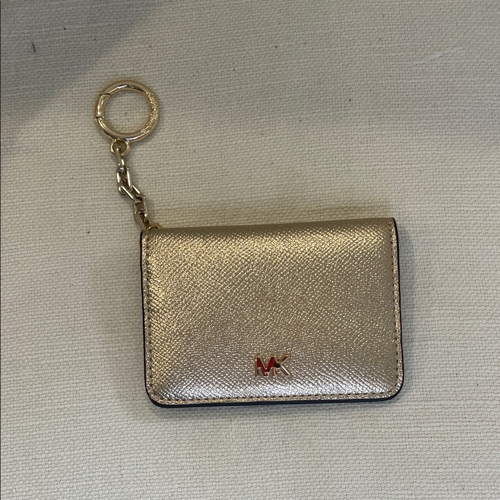 Michael Kors Metallic Gold Card Holder with Keyring